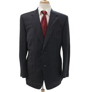 Canali Mens Dark Blue 2 Piece Suit Jacket Rayon Cupro Bemberg Size 52